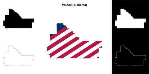 Wilcox county outline map set