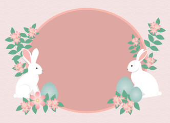 Bunny paper banner for backgrounds, with easter egg bunny and flowers