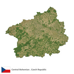 Central Bohemian, Region of the Czech Republic Topographic Map (EPS)