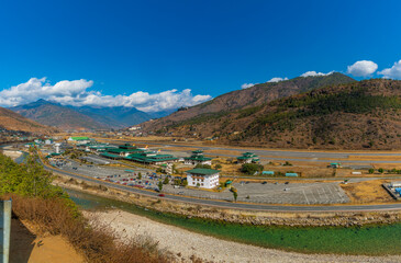 Panaromic view of Bhutan's airport