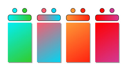 Set of vector gradient background. Cover set design with  blue, green, orange, red, pink color. Beautiful abstract gradient for covers, wallpapers, branding, business cards. Vector illustration