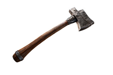 Aged Ax: Wooden Handle Tales. On White or PNG Transparent Background.. - obrazy, fototapety, plakaty