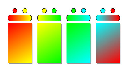 Set of vector gradient background. Cover set design with  red, yellow, green, blue color. Beautiful abstract gradient for covers, wallpapers, branding, business cards. Vector illustration