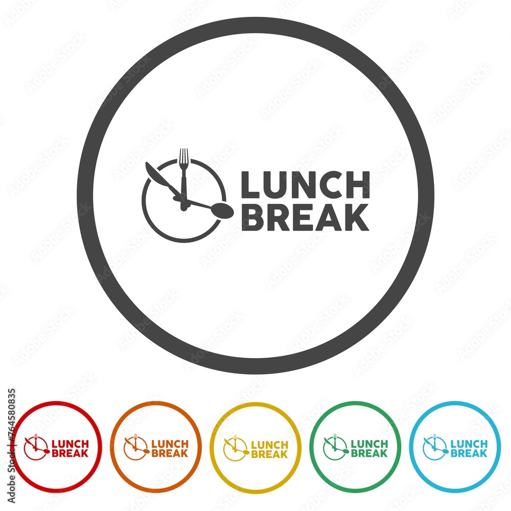 Canvas Prints Lunch break icon. Set icons in color circle buttons