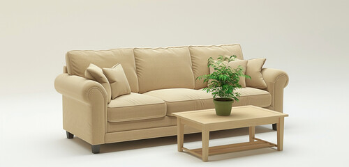 green sofa with flower
