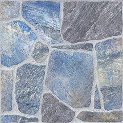 blue stone wall texture, 3d background - 764581067