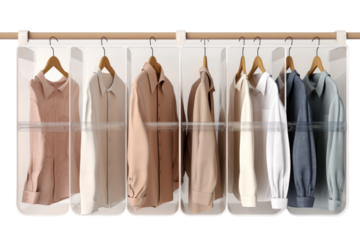 Symphony of Threads: Vibrant Clothing Array on a Metal Rack. On White or PNG Transparent Background..