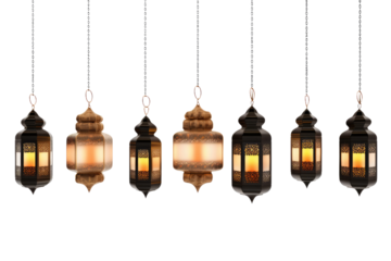Illuminated Lantern Canopy: A Glowing Dance of Light. On White or PNG Transparent Background..