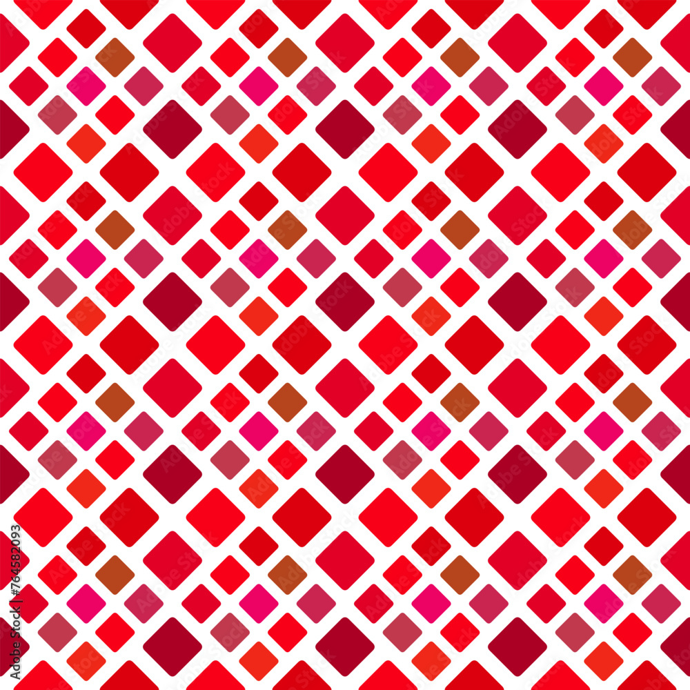 Poster seamless diagonal square pattern background - repeating red geometrical abstract vector design