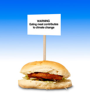 Impact of eating meat on environment, composite image
