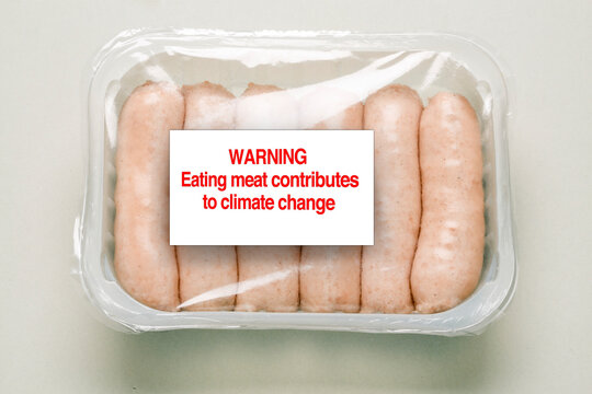 Impact of eating meat on environment, composite image