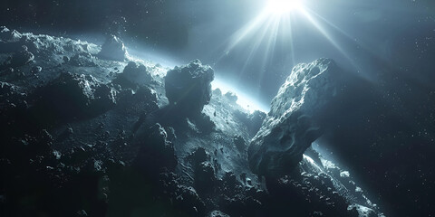 Asteroid. Giant asteroid cruising near Planet Earth scene, generative ai - obrazy, fototapety, plakaty
