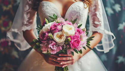 A Bride Holding a Bouquet: A Study in Textures and Forms