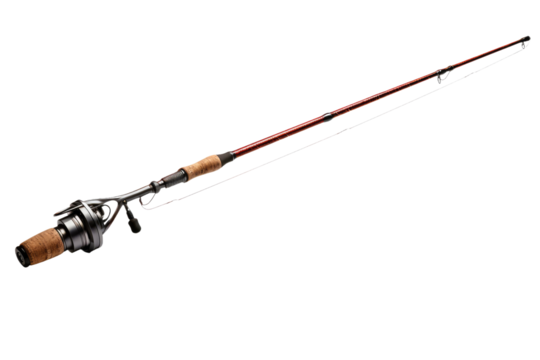 The Journey of a Fishermans Rod and Reel. On White or PNG Transparent Background..