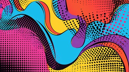 Abstract colorful background with halftone dots and lines. Vector illustration