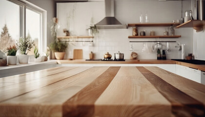 Wooden Table in White Kitchen: A Study in Textures and Forms