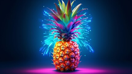 a pineapple with colorful fireworks