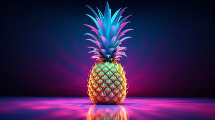 a pineapple with colorful lights