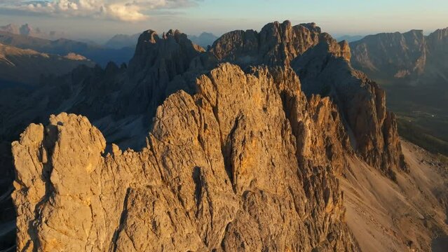 Sunset. Aerial View. Dolomites, South Tyrol, Italy
