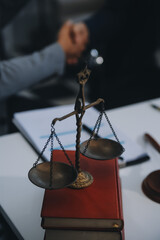 Consultation and conference of Male lawyers and professional businesswoman working and discussion...