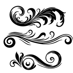 Fototapeta premium elegant swirls damask with floral flower hand draw orange black line style element illustration on white background