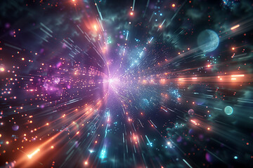 Fototapeta premium A colorful, abstract image with a blue and orange swirl