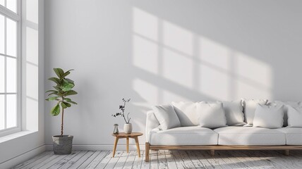 3D Mockup, Modern grey living room with stylish sofa.