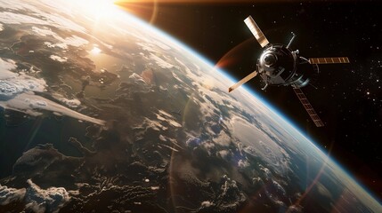 Artificial satellite in outer space