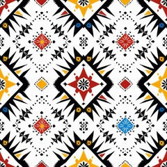 Fototapeta na wymiar A seamless Navajo tribal pattern on a white background.
