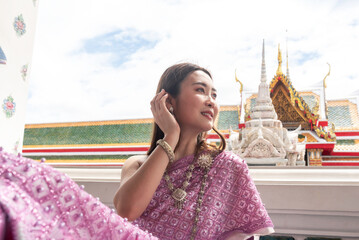 young woman dressed in traditional Thai.Thai national costume