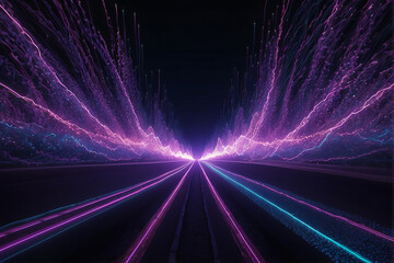 Purple Tunnel of Motion, Streaming Light Rays, and Sound Waves for Futuristic Design Inspiration