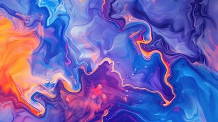 The abstract background showcases beautiful blue, orange, and purple liquid graphic art. abstract design