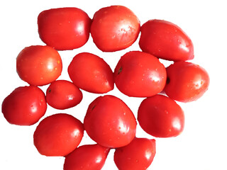 red tomatoes isolated on white