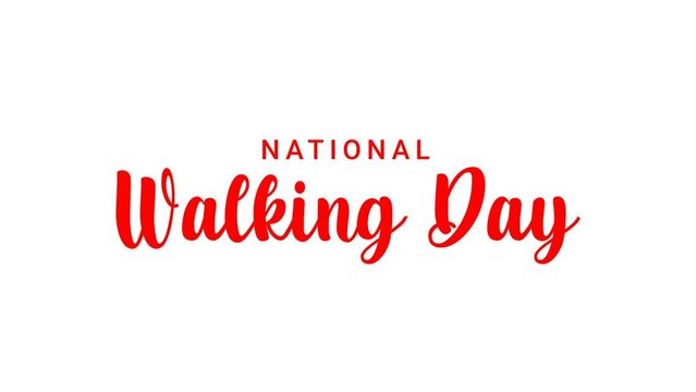 National Walking Day animation text. First Wednesday of April. Holiday concept animated