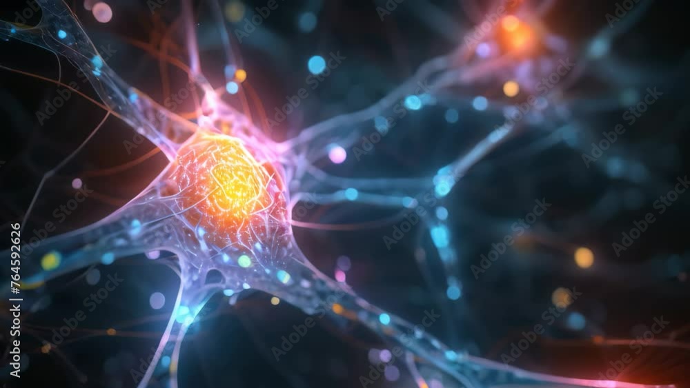 Poster a computer-generated representation showing the intricacies of a human brain., nervous system in the