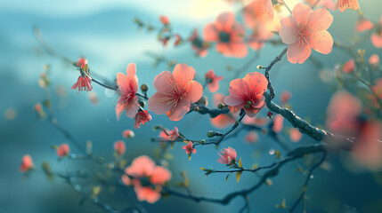 Flower blossoms during the initial months of the year, signifying the onset of springtime - obrazy, fototapety, plakaty