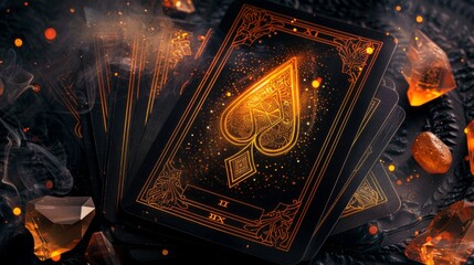 Tarot cards on fire background. Magic occult concept. - obrazy, fototapety, plakaty