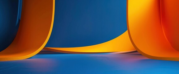 Blue Background With Orange And Yellow, HD, Background Wallpaper, Desktop Wallpaper