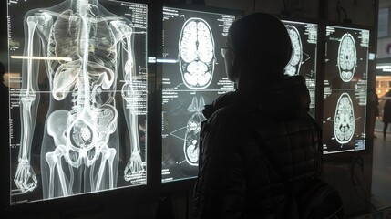 Doctor looking at X-ray brain scan.