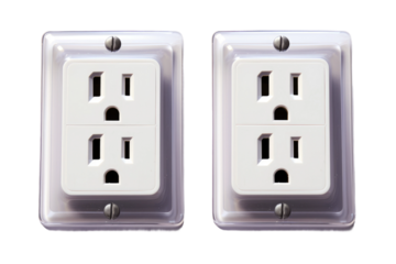 Electric Duo: A Pair of Illuminating Outlets. On White or PNG Transparent Background..