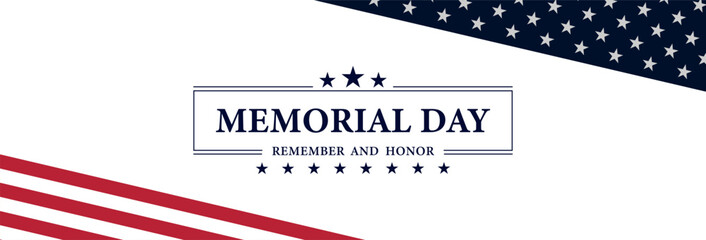 Obraz premium Memorial day banner, Remember and Honor. American holiday background design. Vector illustration