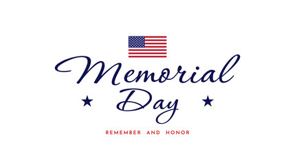 Fototapeta na wymiar Memorial Day text lettering. Hand drawn text design for memorial day in USA. Vector illustration