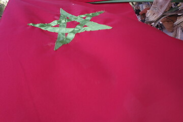 Flag of Morocco in the street