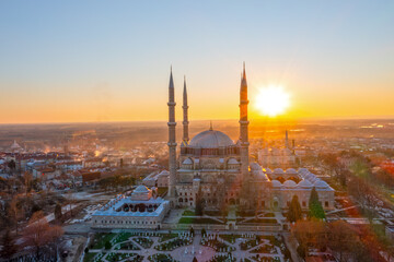 Fototapeta premium Selimiye Mosque exterior view in Edirne City of Turkey. Edirne was capital of Ottoman Empire.