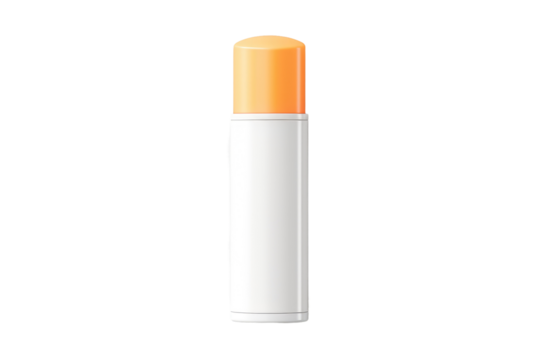 Sleek White Tube With Vibrant Orange Top on Pure White Background. On White or PNG Transparent Background..