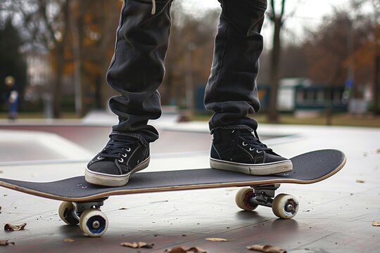 teen adjusting trucks on skateboard in park - Powered by Adobe