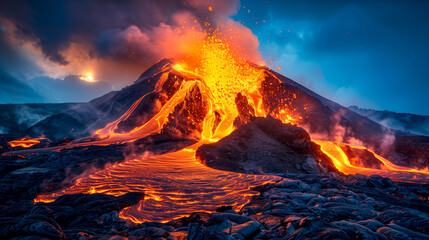 realistic depiction of a natural disaster: volcanic eruption