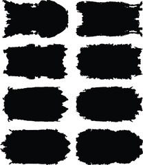 Set of black paint, ink brush strokes, brushes, lines. Texture brushes and modern grunge brush lines. Ink brush artistic design element for frame design. Vector isolated elements set. 