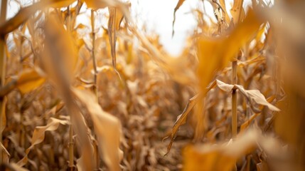 Corn cobs in corn plantation field