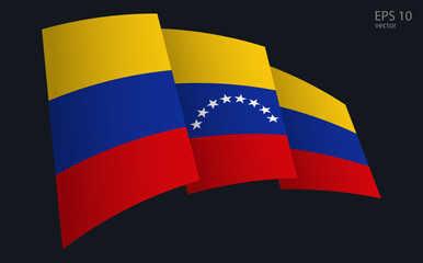 Waving Vector flag of Venezuela. National flag waving symbol. Banner design element.
